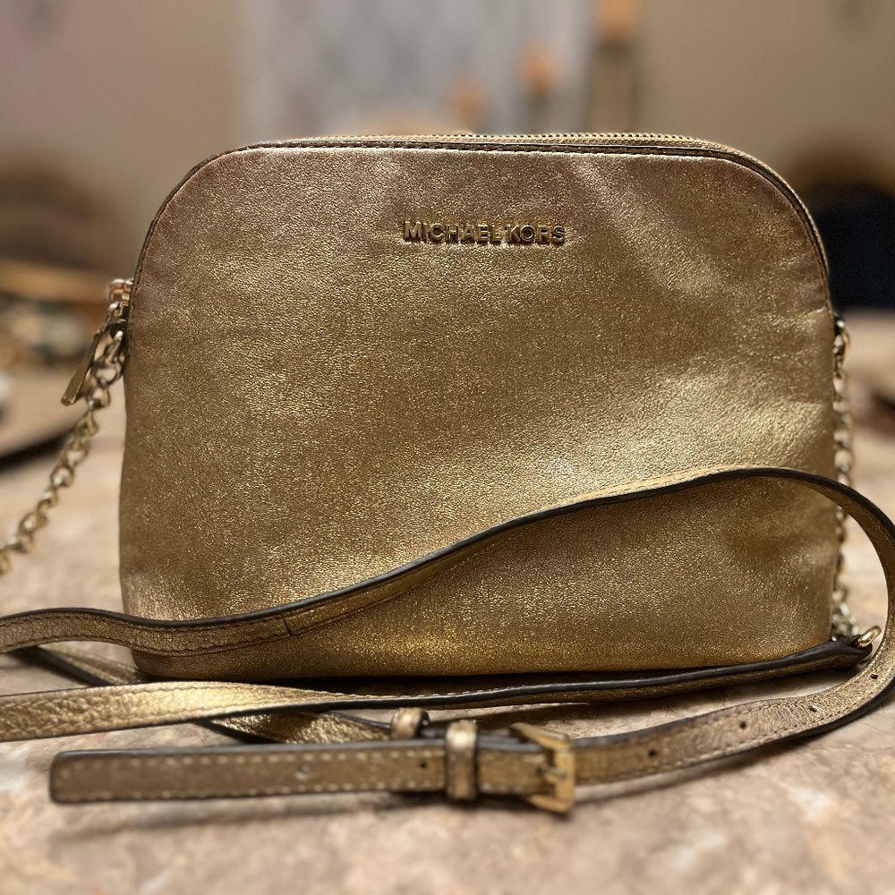 Michael Kors gold crossbody and wallet